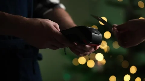 Male Waiter Processing A Bill Payment With Credit Card Terminal Stock Footage 314014331