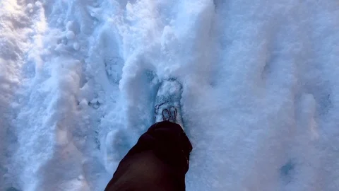 Male walking with boots through deep snow Stock Footage 88514558