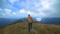 The male walking on the mountain with a beautiful landscape view 4k or 4k+ Resolution