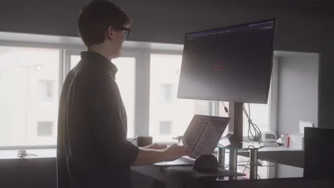 Male Web Developer Writing Code Stock Footage 208785067