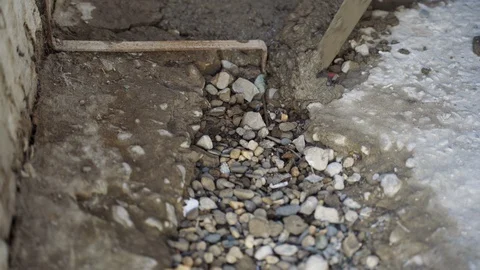 Male Worker Builder Guest Worker Pours Cement Mortar Video stock 129343334