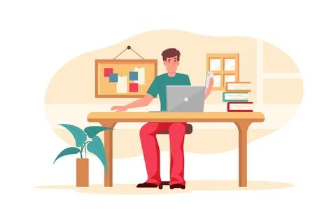 Male worker found the solution to the problem Stock Illustration