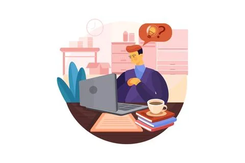 Male worker found the solution to the problem Stock Illustration