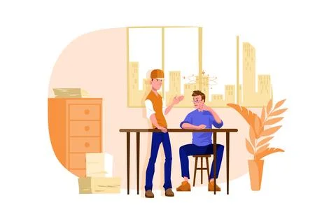 Male Worker Found The Solution To The Problem Illustrazione stock