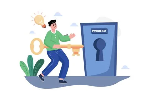 The Male Worker Found The Solution To The Problem Stock Illustration