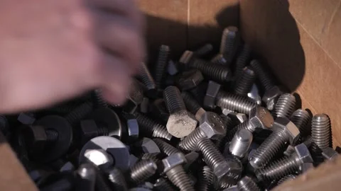 Male Worker Grabs Nuts And Bolts - Construction Vídeo Stock 133004841