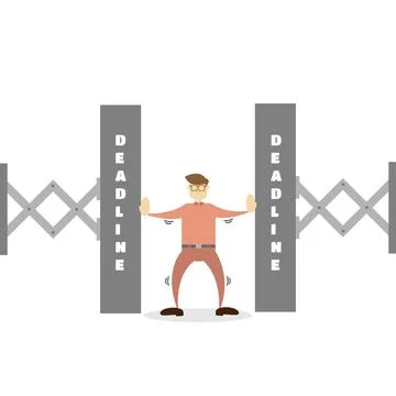 A male worker squeezed by work deadlines Stock Illustration