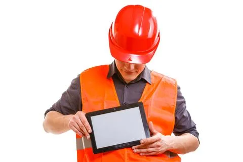 Male worker with tablet. Stock Photos