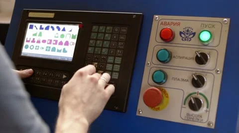 Male worker using industrial control panel Stock Footage 64848205