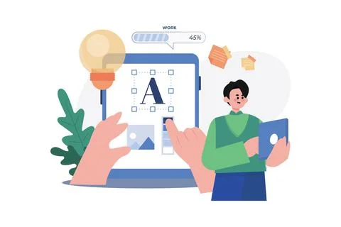 Male Working On The Creative Idea On A Tablet Stock Illustration