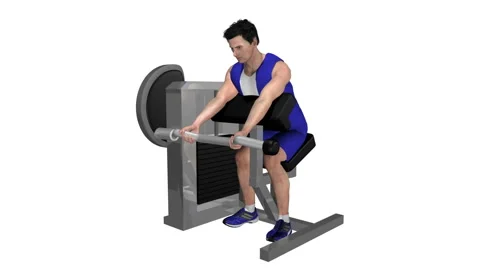 Male working out biceps on machine. Loop able with Alpha Channel Video stock 51964798