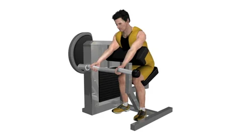 Male working out biceps on machine. Loop able with Alpha Channel 스톡 동영상 51964834