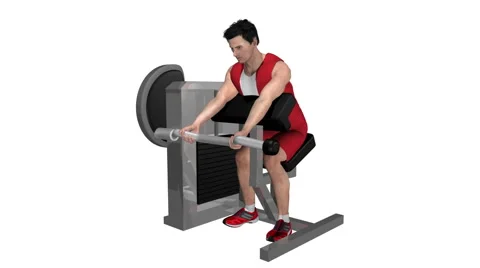 Male working out biceps on machine. Loop able with Alpha Channel Video stock 51964863