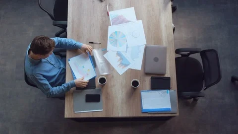 Male works with documents Video stock 113466640