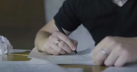 Male writer at work Stock Footage 145139100