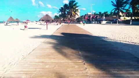 The malecon of Progreso in Yucatan Stock Footage 145848361