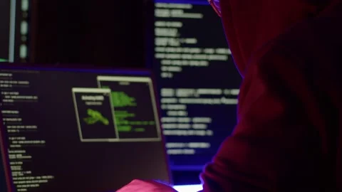 Malefactor programmer causes damage to the Internet Stock Footage 194779465