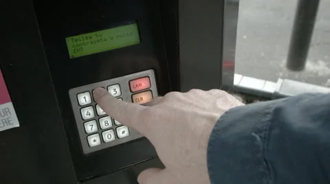 Male's hand operating a digital numeric pad Video stock 49586687