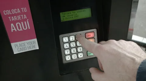 Male's hand operating a digital numeric pad Video stock 49587657