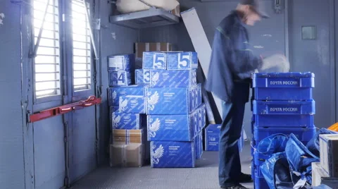 Male,work in the mail car, timelapse Stock Footage 63974204