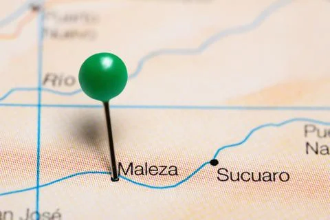 Maleza pinned on a map of Colombia Stock Photos