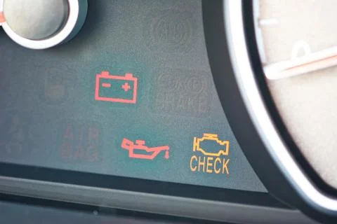 Malfunction or check engine car symbols, dashboard icon Foto stock