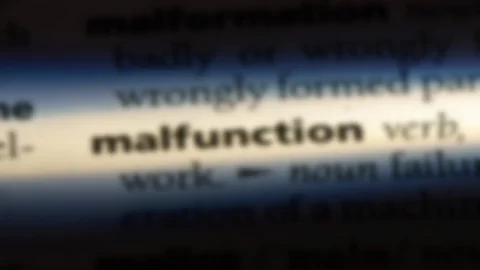 Malfunction word in a dictionary. Stock Footage 99563284