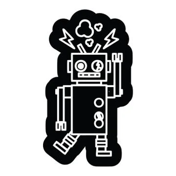 Malfunctioning robot icon Stock Illustration