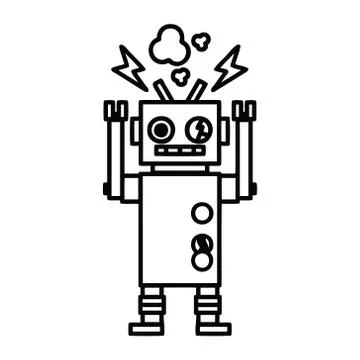 Malfunctioning robot icon Stock Illustration