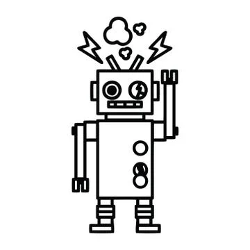 Malfunctioning robot icon Stock Illustration