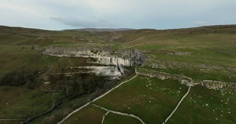 Malham cove on cloudy morning Stock Footage 327497501