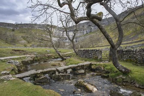 Malham Cove stream Stock Photos