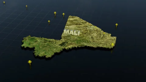 Mali 3D Map With Animation Video stock 307733294