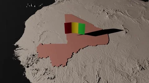 Mali 3D map with flag Vídeos de archivo 335509405