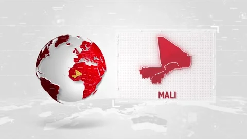 Mali 4K Tech Map Beside Globe On White Background Stock Footage 338240242
