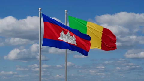 Mali and Cambodia two flags Stock Footage 285252581