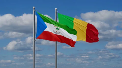 Mali and Equatorial Guinea two flags Video stock 288128928