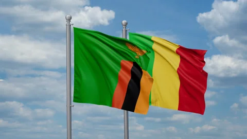 Mali and Zambia two flags Stock Footage 270752178