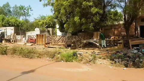 Mali Bamako Africa street car point of view in motion Stock Footage