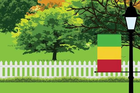 Mali Day Trees Lamp Vector Illustration Stock Illustration