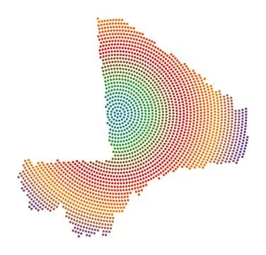 Mali dotted map. Digital style shape of Mali. Tech icon of the country with.. Ilustração Stock