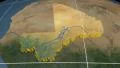 Mali extruded. Blue Marble. Graticule. 4k or 4k+ Resolution