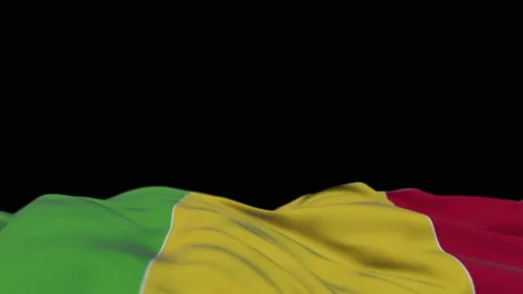 Mali fabric flag waving on the wind loop. Malian embroidery stiched cloth ban 库存影片 194424982