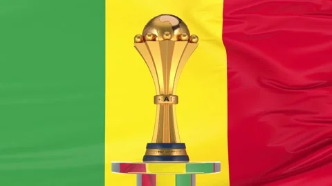 Mali flag and Afcon trophy Stock Footage 168182087