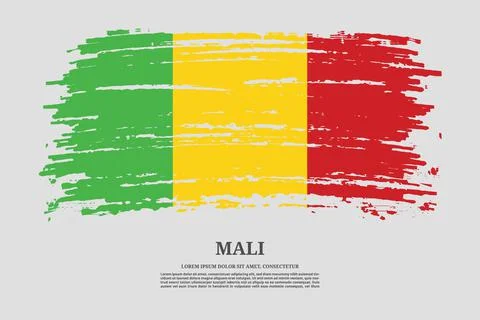 Mali flag with brush stroke effect and information text poster, vector Illustrazione stock
