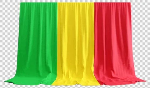 Mali Flag Curtain in 3D Rendering Celebrating Mali's Vibrant Culture Stock Illustration