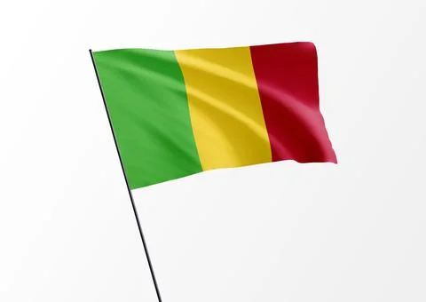 Mali flag flying high in the isolated background Mali independence day Stock Illustration