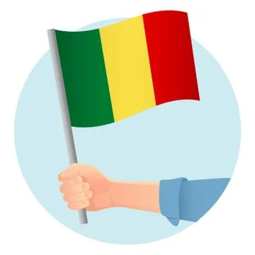 Mali flag in hand icon Stock Illustration