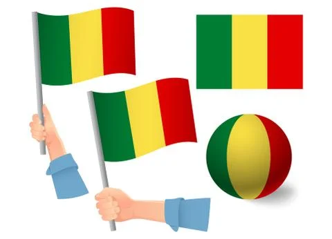 Mali flag in hand icon 스톡 일러스트