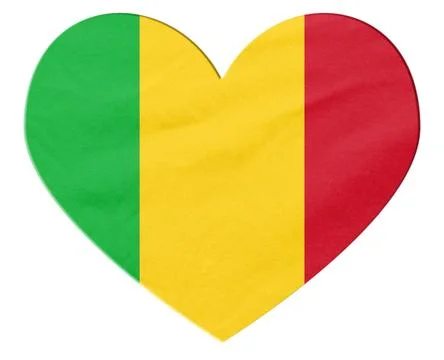 Mali flag heart shape expressing national pride love Stock Illustration